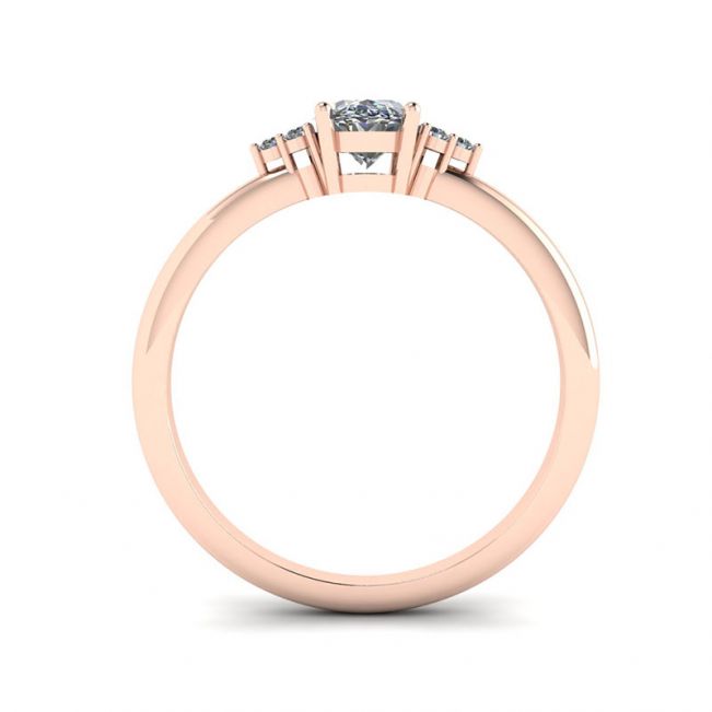 Ring mit ovalem Diamant und drei seitlichen Diamanten aus Roségold - Foto 1