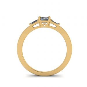 Ring mit Smaragdschliff und seitlichem Baguette-Diamant, Gelbgold - Foto 1
