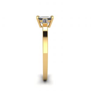 Ring mit Smaragdschliff und seitlichem Baguette-Diamant, Gelbgold - Foto 2