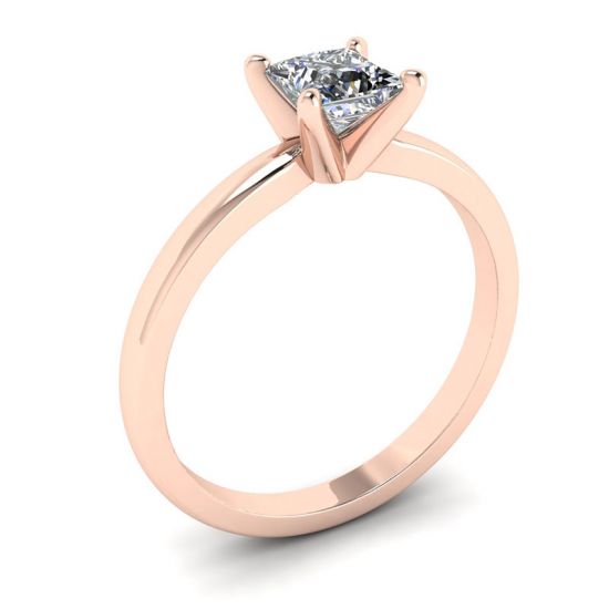 Gemischter Ring aus Rosé- und Weißgold mit Prinzessinnendiamant,  Bild vergrößern 4