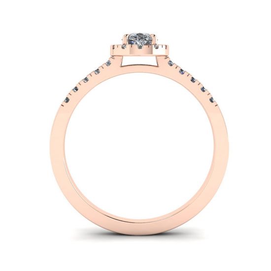 Halo-Diamant-Ring in Birnenform aus 18 Karat Roségold, More Image 0