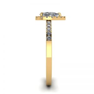Halo-Diamant-Ring in Birnenform aus 18 Karat Gelbgold - Foto 2