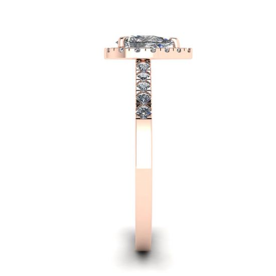 Halo-Diamant-Ring in Birnenform aus 18 Karat Roségold,  Bild vergrößern 3