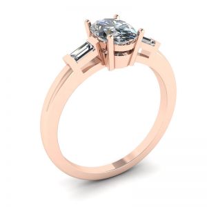 Ovaler, seitlicher Baguette-Ring aus Roségold mit Diamanten - Foto 3