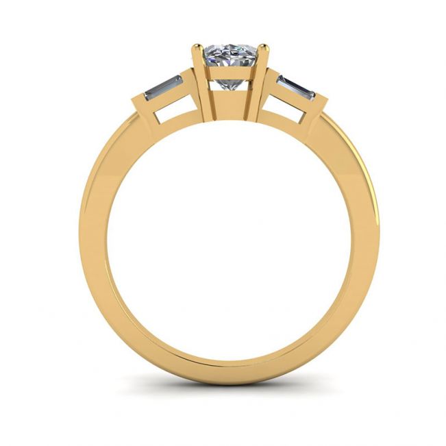 Ovaler Ring aus Gelbgold mit seitlichem Baguettediamant - Foto 1
