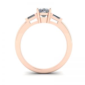 Ovaler, seitlicher Baguette-Ring aus Roségold mit Diamanten - Foto 1