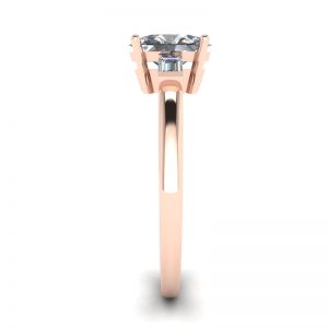Ovaler, seitlicher Baguette-Ring aus Roségold mit Diamanten - Foto 2