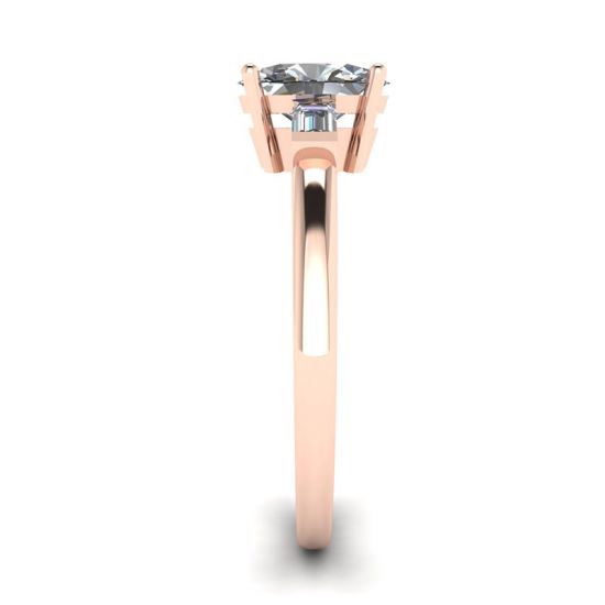 Ovaler, seitlicher Baguette-Ring aus Roségold mit Diamanten,  Bild vergrößern 3