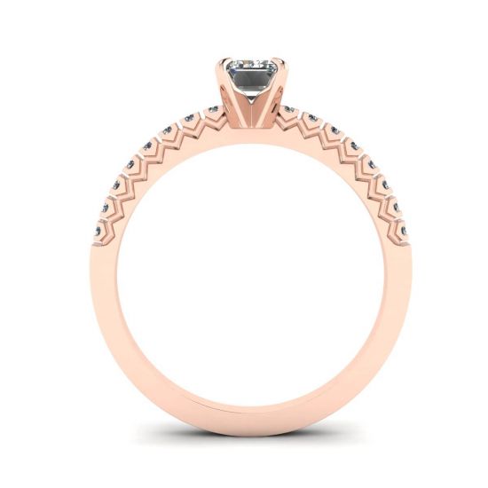 Ring aus 18-karätigem Roségold mit Diamant im Smaragdschliff,  Bild vergrößern 2