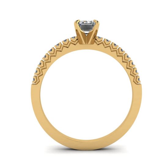 Ring aus 18-karätigem Gelbgold mit Diamant im Smaragdschliff,  Bild vergrößern 2