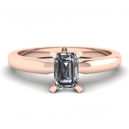 Rechteckiger Diamantring aus Weiß-Roségold
