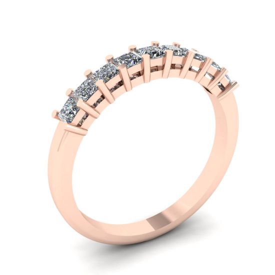 Ring mit 9 quadratischen Prinzessinnendiamanten aus Roségold,  Bild vergrößern 4