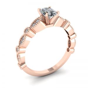 Ovaler Diamantring im romantischen Stil aus Roségold - Foto 3