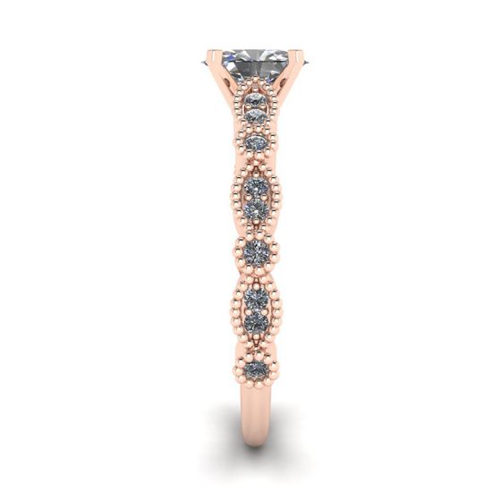 Ovaler Diamantring im romantischen Stil aus Roségold,  Bild vergrößern 3