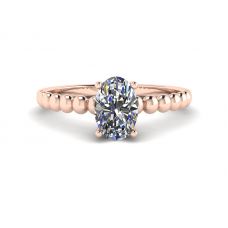 Ring aus 18-karätigem Roségold mit ovalem Diamant und Perlen