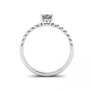 Ring aus 18-karätigem Weißgold mit ovalem Diamant und Perlen - Foto 1