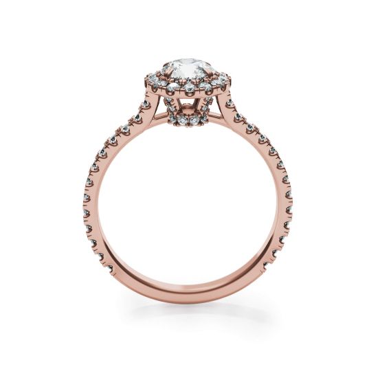 Halo-Ring mit rundem Diamant aus 18 Karat Roségold,  Bild vergrößern 2