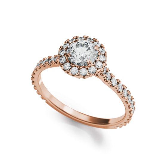 Halo-Ring mit rundem Diamant aus 18 Karat Roségold, More Image 1