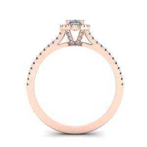 Halo-Diamant-Ring im Ovalschliff aus 18 Karat Roségold - Foto 1
