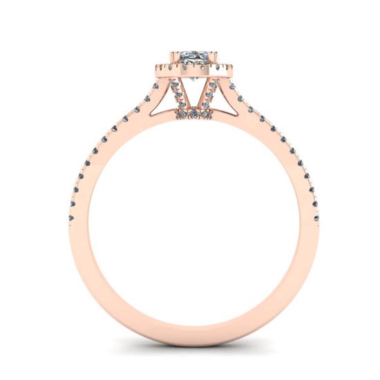 Halo-Diamant-Ring im Ovalschliff aus 18 Karat Roségold, More Image 0
