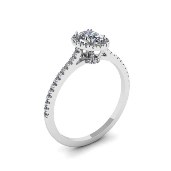 Halo-Diamant-Ring im Ovalschliff,  Bild vergrößern 4