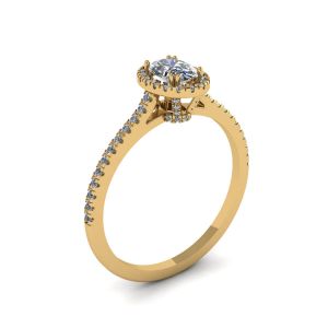 Halo-Diamant-Ring im Ovalschliff aus 18 Karat Gelbgold - Foto 3