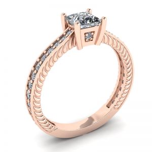 Ring mit Prinzessinnendiamant im orientalischen Stil und Pavé-Fassung aus 18-karätigem Roségold - Foto 3