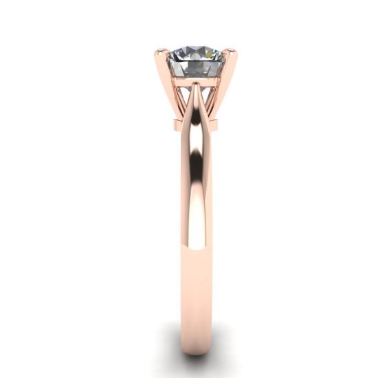 Klassischer Diamantring mit einem Diamanten in Roségold,  Bild vergrößern 3