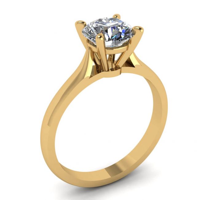 Klassischer Diamantring mit einem Diamanten in Gelbgold - Foto 3