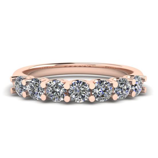 Klassischer Ring mit sieben runden Diamanten aus Roségold, Bild vergrößern 1