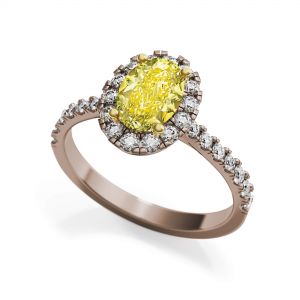 1,13 ct ovaler gelber Diamantring mit Halo-Roségold - Foto 2
