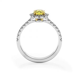 1,13 ct ovaler gelber Diamantring mit Diamant-Halo - Foto 1