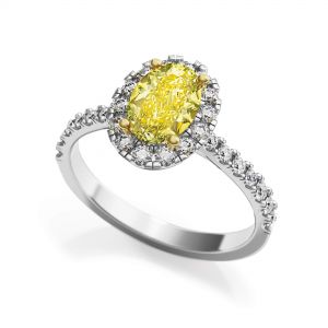 1,13 ct ovaler gelber Diamantring mit Diamant-Halo - Foto 2