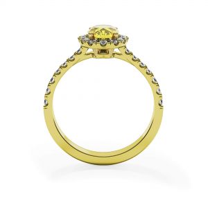 1,13 ct ovaler gelber Diamantring mit Halo-Gelbgold - Foto 1