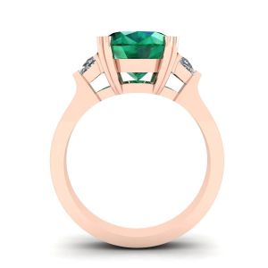 Ovaler Smaragd mit halbmondförmigen seitlichen Diamanten Ring aus Roségold - Foto 1