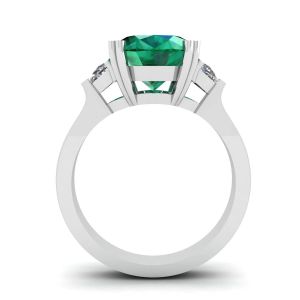 Ring mit ovalem Smaragd und halbmondförmigen Diamanten an der Seite - Foto 1