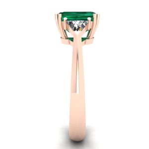 3 Karat Smaragdring mit dreieckigen seitlichen Diamanten in Roségold - Foto 2