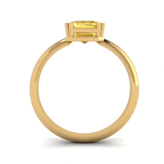 2 Karat Gelbgold-Smaragdschliff-Gelb-Saphir-Ring - Foto 1