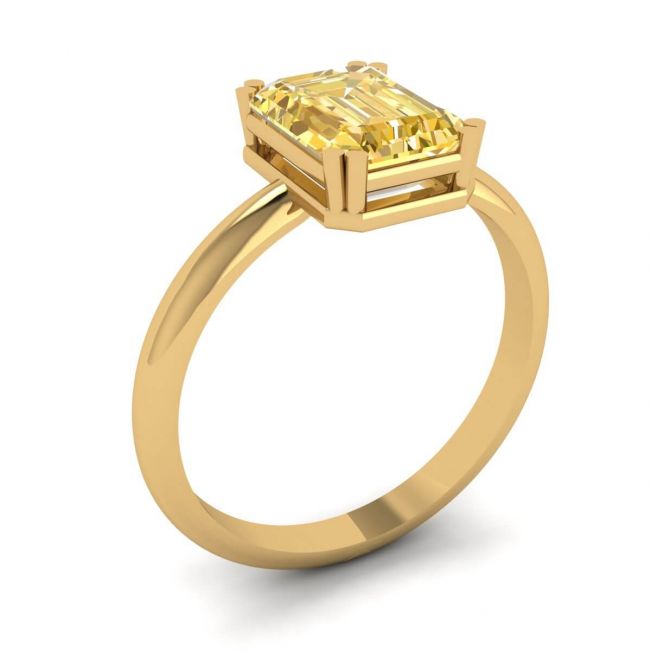 2 Karat Gelbgold-Smaragdschliff-Gelb-Saphir-Ring - Foto 3