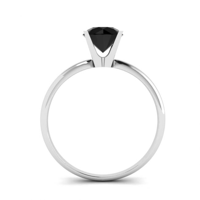 Schwarzer Diamant-V-Fassungsring aus Weißgold - Foto 1