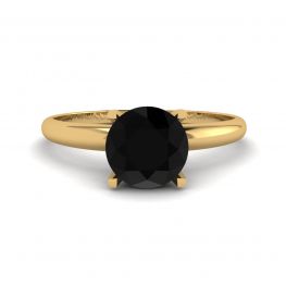 Schwarzer Diamant-V-Fassungsring aus Gelbgold