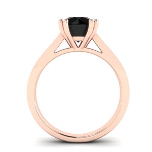 Ring aus 18-karätigem Roségold mit rundem schwarzem Diamant und schwarzer Pavé-Fassung - Foto 1