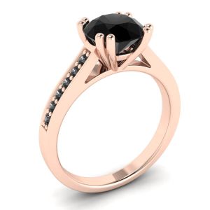 Ring aus 18-karätigem Roségold mit rundem schwarzem Diamant und schwarzer Pavé-Fassung - Foto 3