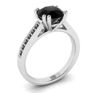 Runder schwarzer Diamant mit schwarzem Pavé-Ring aus 18-Weißgold - Foto 3
