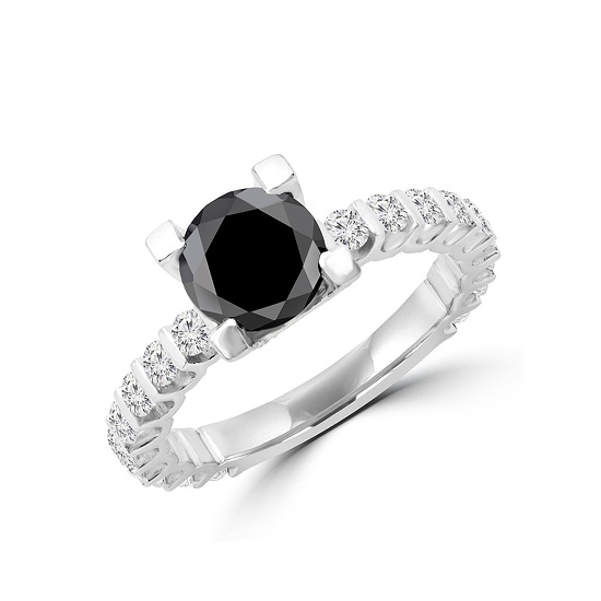 Runder schwarzer Diamantring mit seitlicher und versteckter Pavé-Fassung,  Bild vergrößern 4