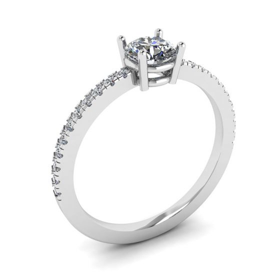 Seitlicher Pavé-Ring mit weißem Diamant, 18 Karat Weißgold,  Bild vergrößern 4