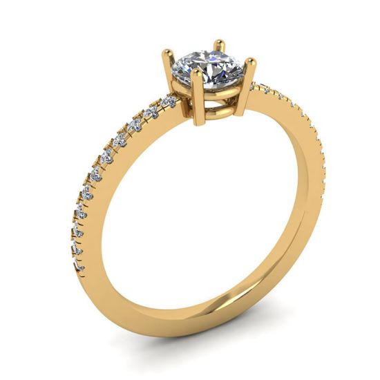 Seitlicher Pavé-Ring mit weißem Diamant, 18 Karat Gelbgold,  Bild vergrößern 4