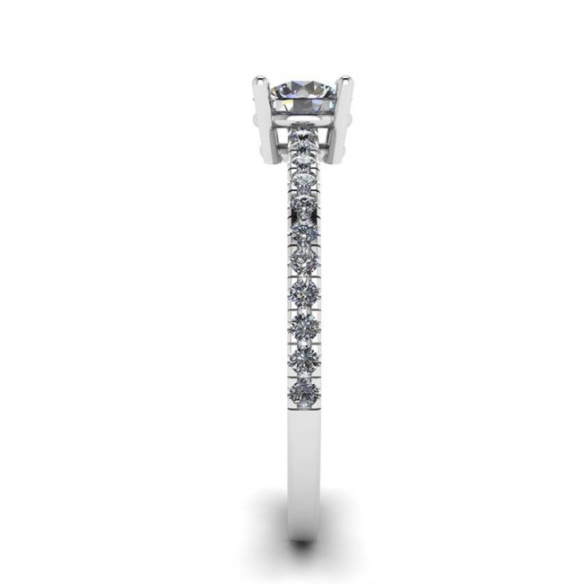 Seitlicher Pavé-Ring mit weißem Diamant, 18 Karat Weißgold - Foto 2