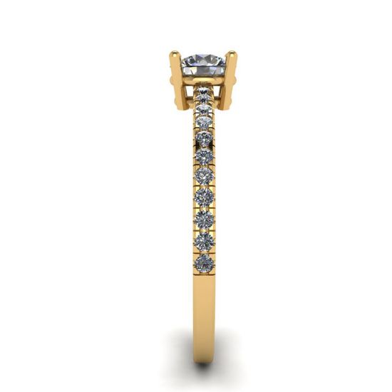 Seitlicher Pavé-Ring mit weißem Diamant, 18 Karat Gelbgold, More Image 1