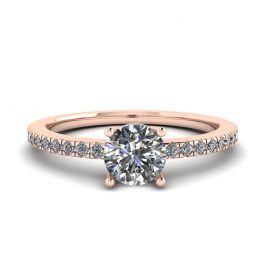 Seitlicher Pavé-Ring mit weißem Diamant, 18 Karat Roségold